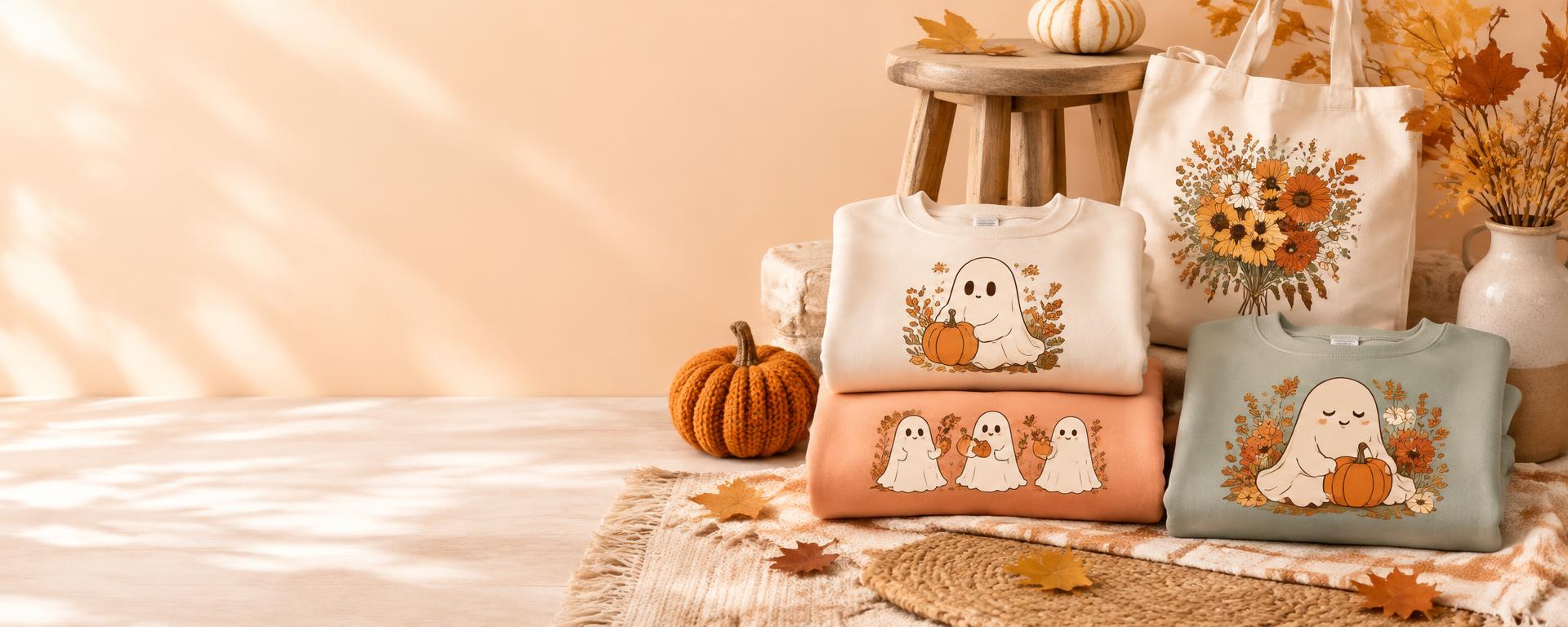 Cozy autumn teacher favorites with original ghost and pumpkin artwork